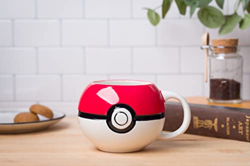 Silver Buffalo Pokemon Pokeball Ceramic 3D Sculpted Mug, 20 Ounces