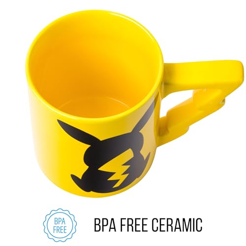 Silver Buffalo Pokémon Pikachu with Lightening Bolt Sculpted Handle Ceramic Mug, 20-Ounces