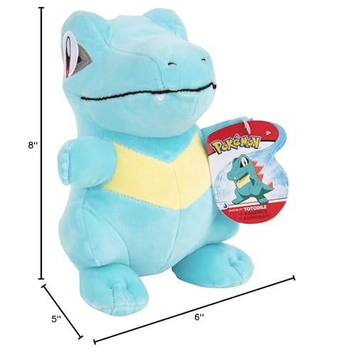 Pokémon 8" Totodile Plush - Officially Licensed - Gold and Silver Starter - Authentic Soft Stuffed Animal Toy Figure - Easter Basket Stuffer Gift for Kids, Boys, Girls - 2+