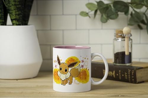 Silver Buffalo Pokémon Eevee Star Splatter Ceramic Mug, 20 Ounces