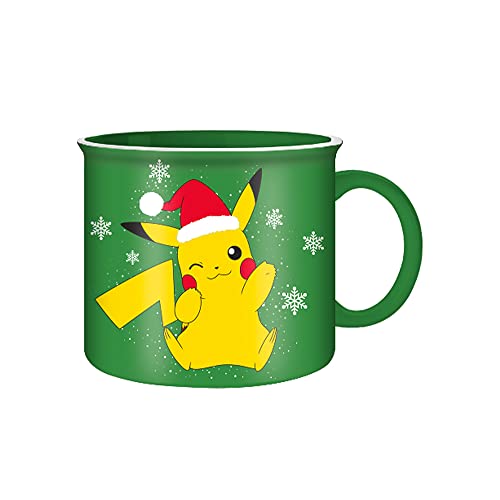 Silver Buffalo Pokemon Pikachu Snowflake Holiday Sweater Ceramic Camper style Mug, 20 Ounces