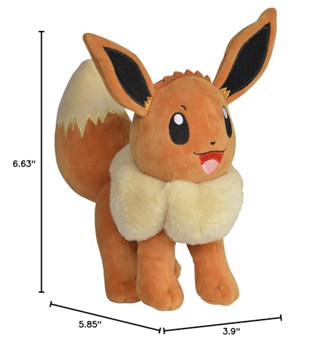 Pokemon 8" Eevee Plush - Officially Licensed - Let's Go Starter Figure - Authentic Soft Stuffed Animal Toy - Easter Basket Stuffer Gift for Kids, Boys, Girls - 2+