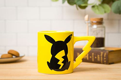 Silver Buffalo Pokémon Pikachu with Lightening Bolt Sculpted Handle Ceramic Mug, 20-Ounces