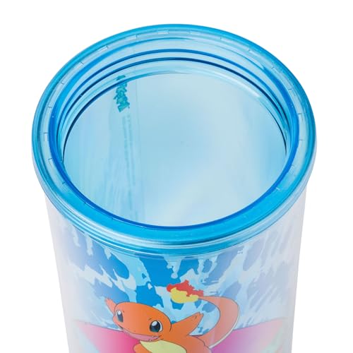 Silver Buffalo Pokemon Started Tie Dye Plastic Tall Cold Cup With Lid And Straw, 20 Ounces