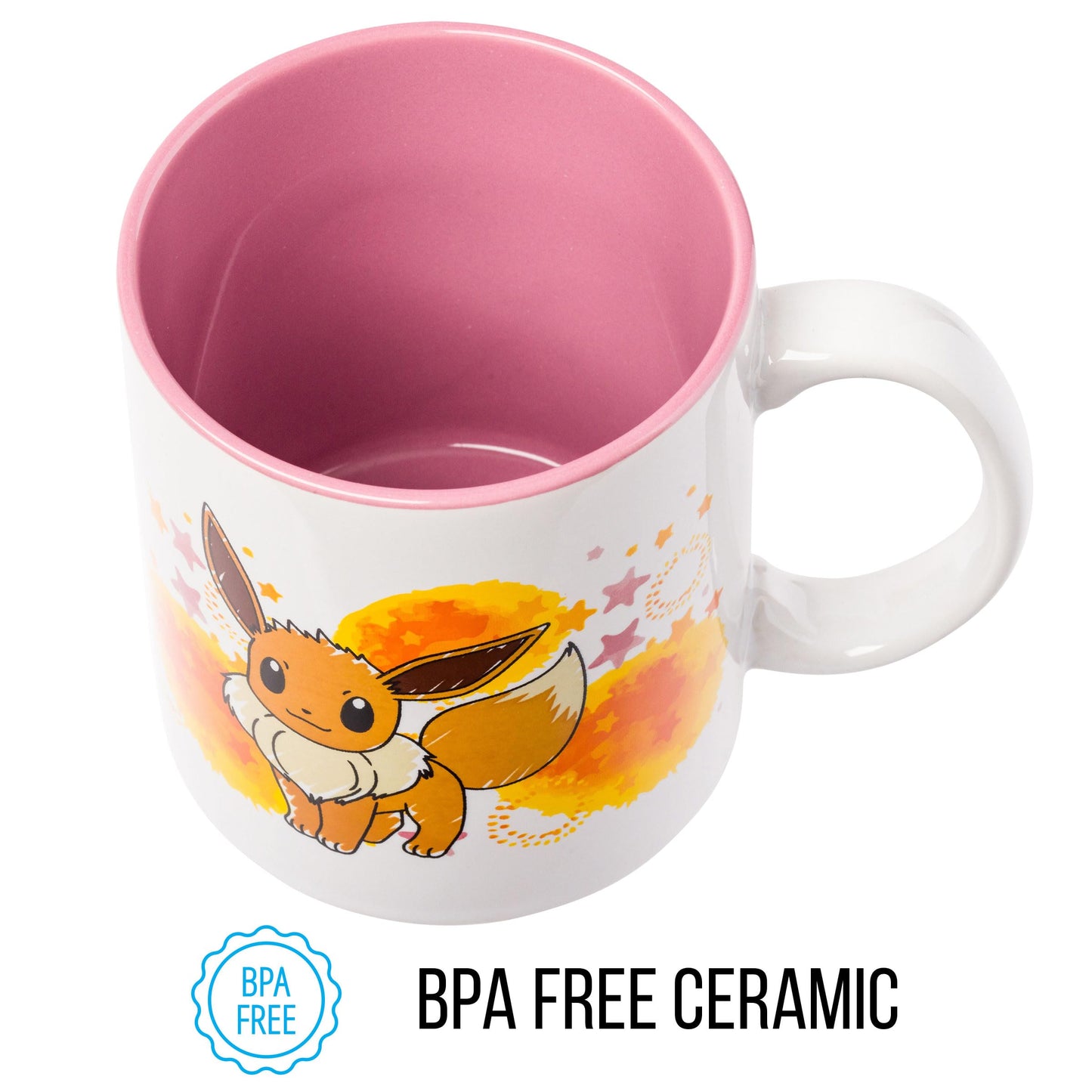 Silver Buffalo Pokémon Eevee Star Splatter Ceramic Mug, 20 Ounces