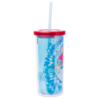 Silver Buffalo Pokemon Started Tie Dye Plastic Tall Cold Cup With Lid And Straw, 20 Ounces