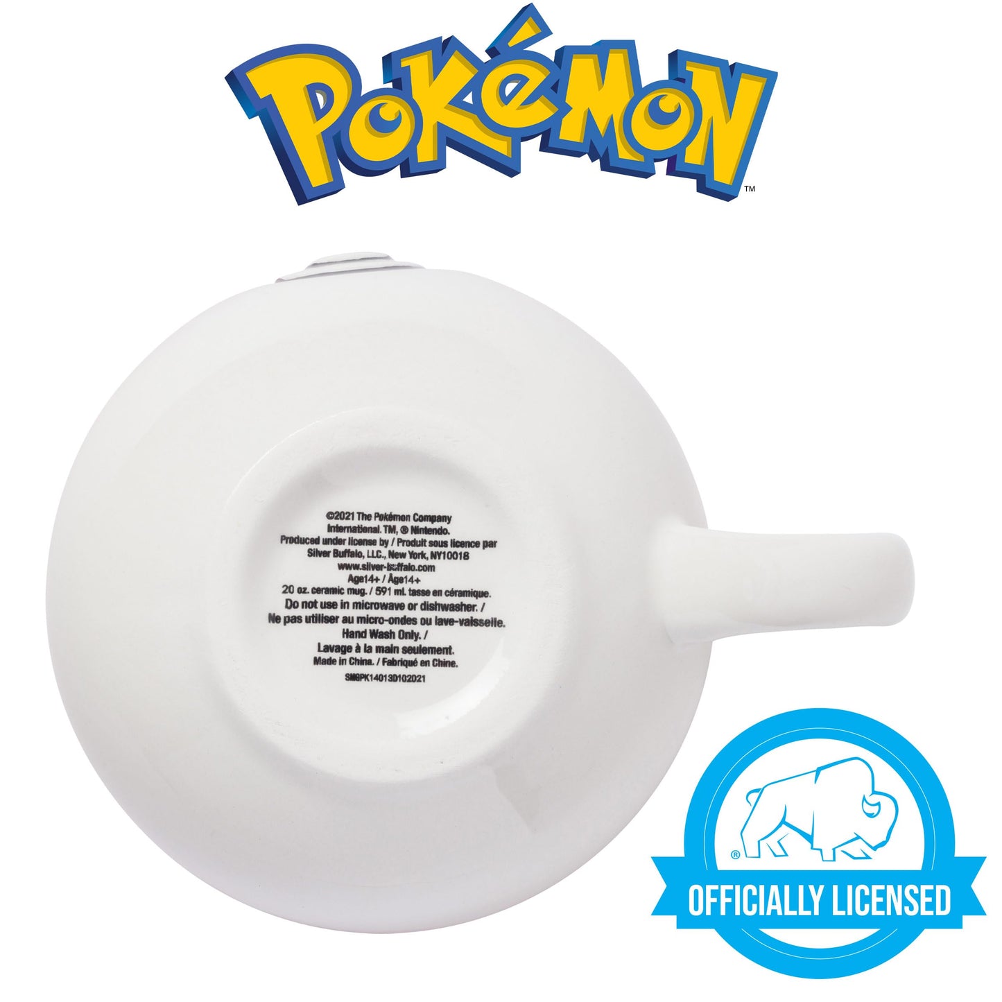 Silver Buffalo Pokemon Pokeball Ceramic 3D Sculpted Mug, 20 Ounces