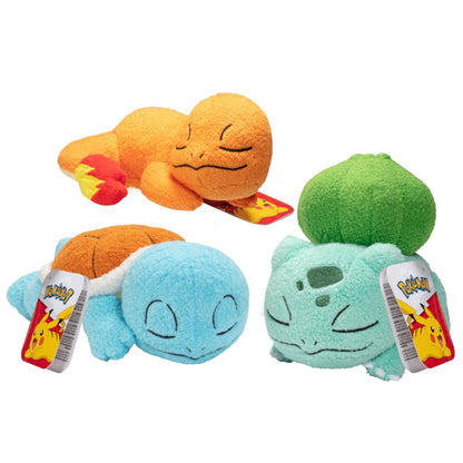 Pokémon 5" Sleeping Squirtle, Charmander, Bulbasaur Starter Plush 3-Pack - Officially Licensed - Authentic Soft Stuffed Animal Toy Figure Set - Easter Basket Stuffer Gift for Kids, Boys, Girls - 2+