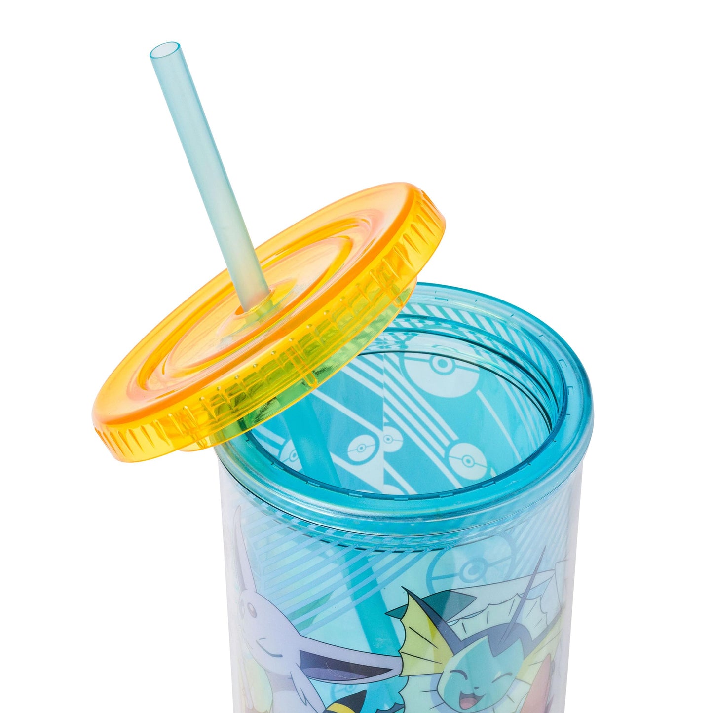 Silver Buffalo Eevee and Pikachu Plastic Tall Cold Cup with Lid and Straw, 20 Ounces